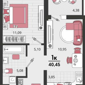 2-комнатная квартира 40,45 м²