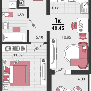 2-комнатная квартира 40,45 м²